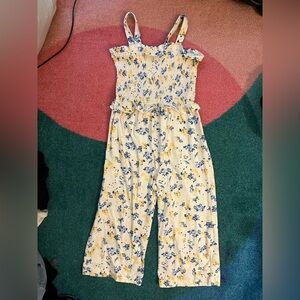 BCBG Girls Floral Jumpsuit Romper Straight Leg Stretchy Tank Straps Girl Size 6X